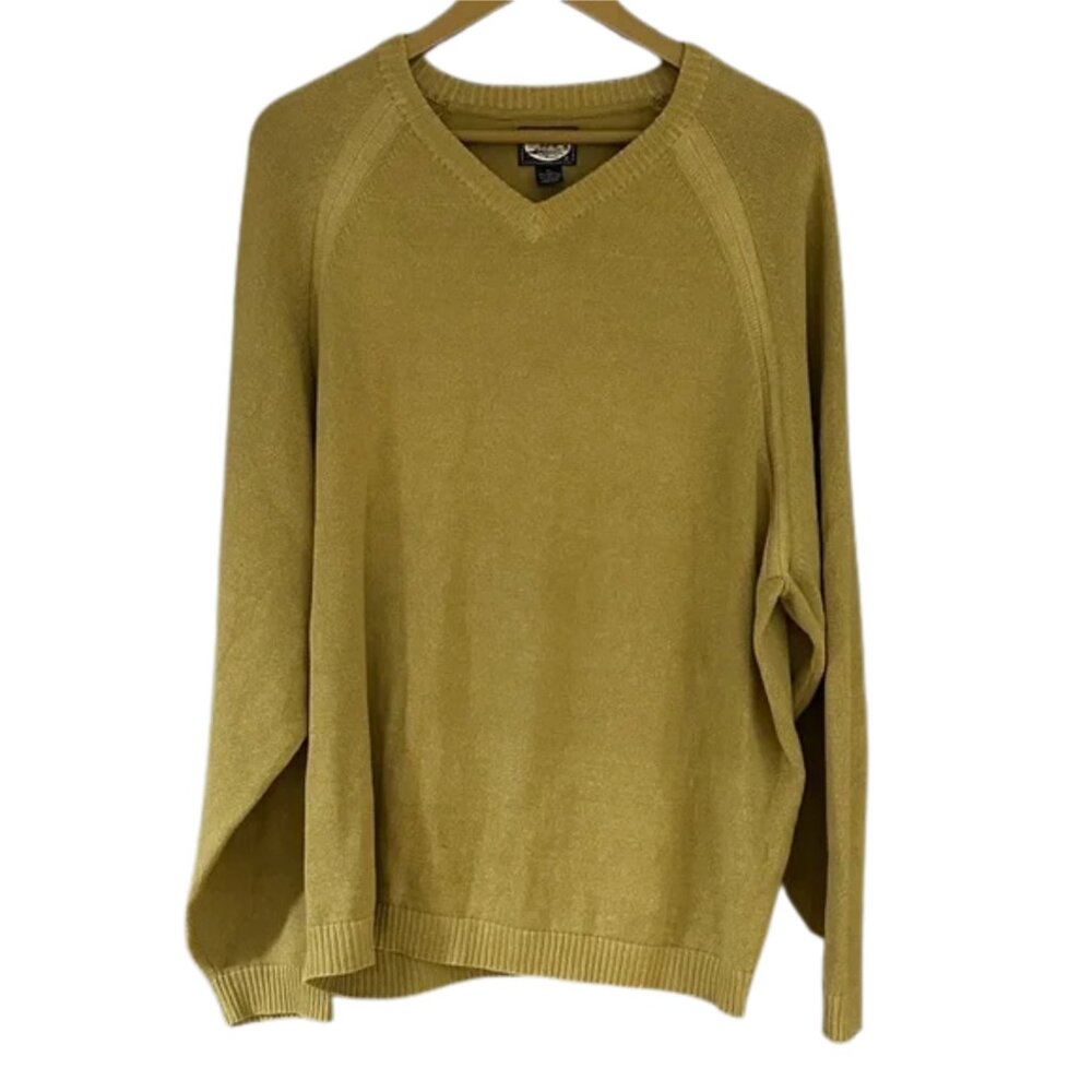 Tommy Bahama Men’s V-Neck Sweater Mustard Yellow Mediumweight Knit